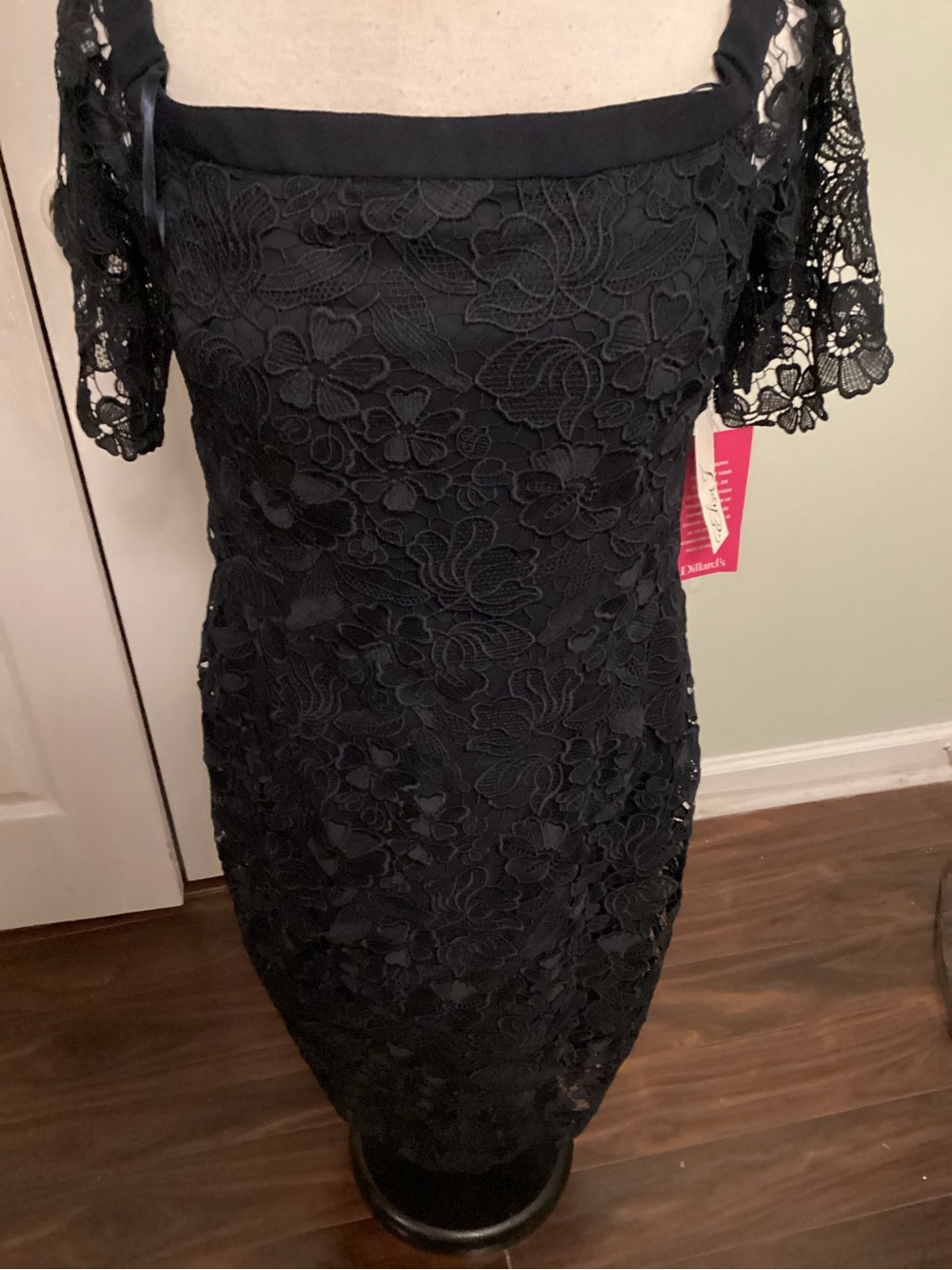 Eliza J Black Floral Lace Midi Dress